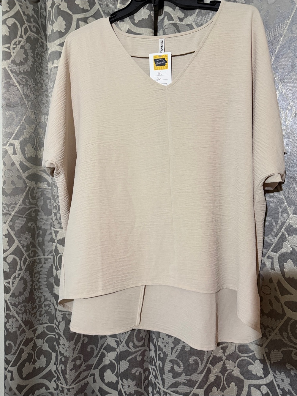 Zenana Outfitters Cream Airflow V-Neck Blouse